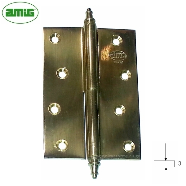 Μεντεσές Διαιρούμενος Ορειχάλκινος Διακοσμητικός 120x80mm Δεξί Amig 1007