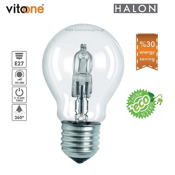 Λάμπα Οικονομίας Αλογόνου Αχλάδι Ε27 42W (60W) Vitoone