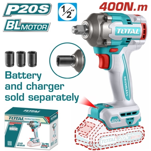TOTAL TIWLI20401 Μπουλονόκλειδο 400nm 20V SOLO (Χωρίς Μπαταρία & Φορτιστή)
