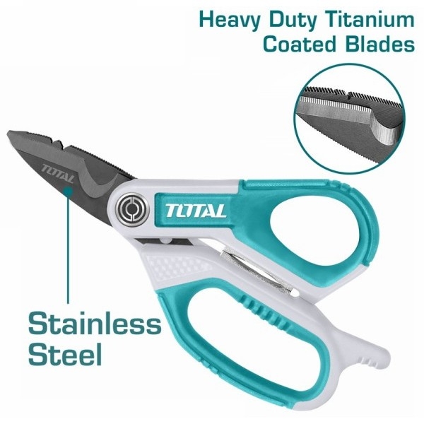 Total THES051708 Ψαλίδι Ηλεκτρολόγου Ανοξείδωτο Τιτανίου