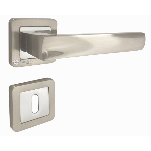 Πόμολα Μεσόπορτας Ζευγάρι Ροζέτα Νίκελ Σατινέ Florence