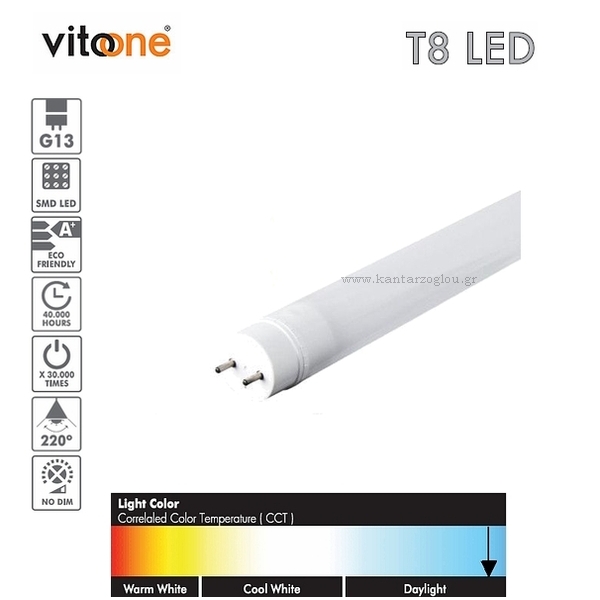 Λάμπα Φθορίου LED Τ8 9W 60cm Vitoone