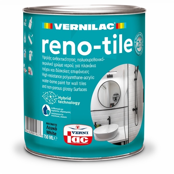 RENO TILE 750ml Πολυουρεθανικό Χρώμα Νερού για Πλακάκια Τοίχου και Γυαλιστερές Επιφάνειες