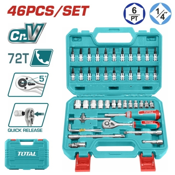 TOTAL THT141462 Σετ 46τμχ Καρυδάκια 1/4 με Μύτες