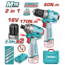 TOTAL TOSLI240968 Σετ Δραπ/δο 60nm Παλμικό Κατσαβίδι 170nm 16V 2x2Ah