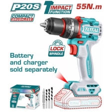 TOTAL TIDLI205581 Κρουστικό Δραπανοκατσάβιδο 20V Brushless 55Nm SOLO Χωρίς Μπαταρία & Φορτιστή