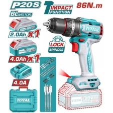 TOTAL TIDLI20868E Κρουστικό Δραπανοκατσάβιδο 20V 1x4Ah & 1x2Ah 86Nm Brushless