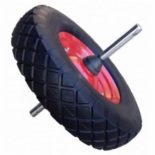 Ρόδα Καροτσιού Οικοδομής Συμπαγής PU 4.00-8 2PR Κομπλέ με Άξονα, Μεταλλική Ζάντα & Σαμπρέλα