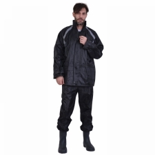 ERGO Στολή Αδιάβροχη Easy Rider Μαύρη με Ανακλαστικές Ταινίες (Σακάκι-Παντελόνι)