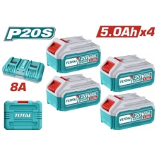 TOTAL TFBCLI20285E Σετ Μπαταρίες 20V 4x5Ah + Διπλός Φορτιστής 8Α