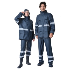 ERGO Στολή Αδιάβροχη PU με Ανακλαστικές Ταινίες Navy Blue (Σακάκι-Παντελόνι)