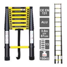 Τηλεσκοπική Σκάλα Αλουμινίου 0,87-3,80m 13 Σκαλιά Αντοχής 150kgr