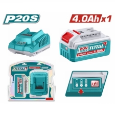 TOTAL TFBCPK1012E 20V Σετ Μπαταρία Λιθίου 4Ah & Φορτιστής