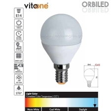 Λάμπα LED Σφαιρική Ψυχρό Λευκό Ε14 5,5W 6400K (40W) Vitoone