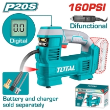 Total TACLI2012 Κομπρεσεράκι Αέρος Αυτοκινήτου 160PSI  20V SOLO Χωρίς Μπαταρία & Φορτιστή