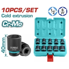 TOTAL THISTD12101 Καρυδάκια Αέρος Σετ 10τμχ Εξάγωνα Μαύρα 1/2 