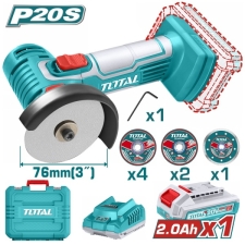TOTAL TAGLI76012 Mini Γωνιακός Τροχός Μπαταρίας 20V / 1x2Ah 