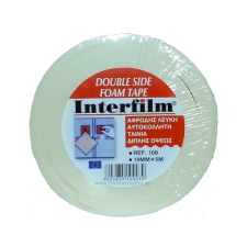 Ταινία Διπλής Όψης Αφρώδης 19mm x 5m Άσπρη Παχιά Interfilm