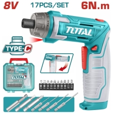 TOTAL TSDLI08025 Κατσαβίδι Μπαταρίας 8V 1.5Ah Type-C 17τμχ